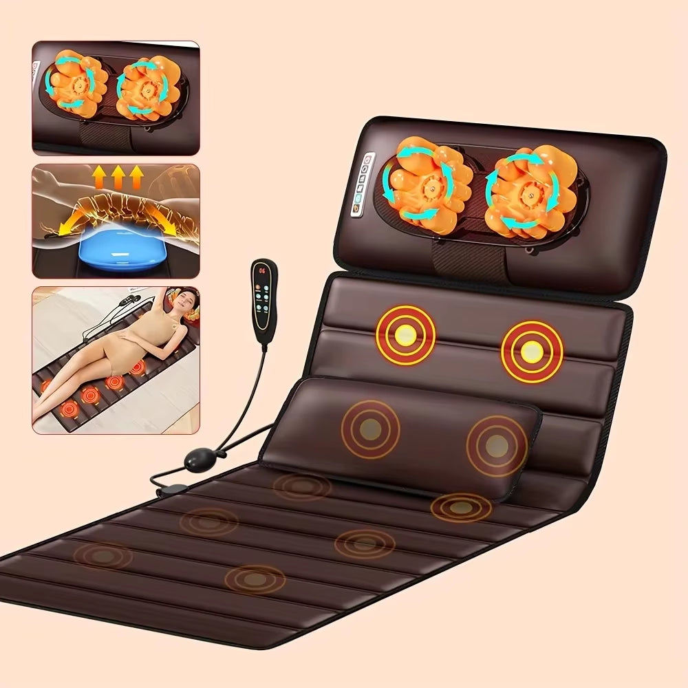 Massage Mat with Heat, 10 Nodes, Full Body Massage Mat, Adjustable Pillows Heating Pads, Full Body Massager for Neck