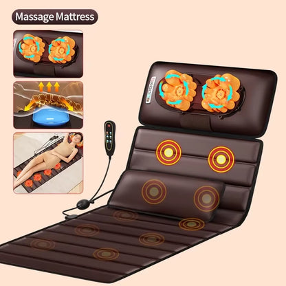 Massage Mat with Heat, 10 Nodes, Full Body Massage Mat, Adjustable Pillows Heating Pads, Full Body Massager for Neck