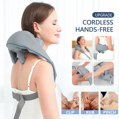 Foreverly Wireless Neck and Back Massager Neck and Shoulder Kneading Massage Shawl Neck Cervical Relaxing Trapezius Massager